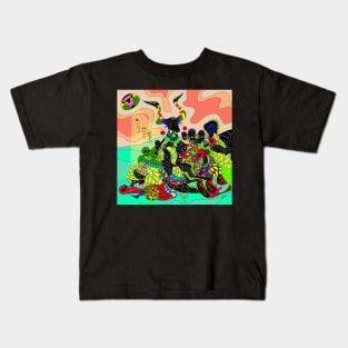 the goat and the coven in mexican colorful alien pattern ecopop Kids T-Shirt